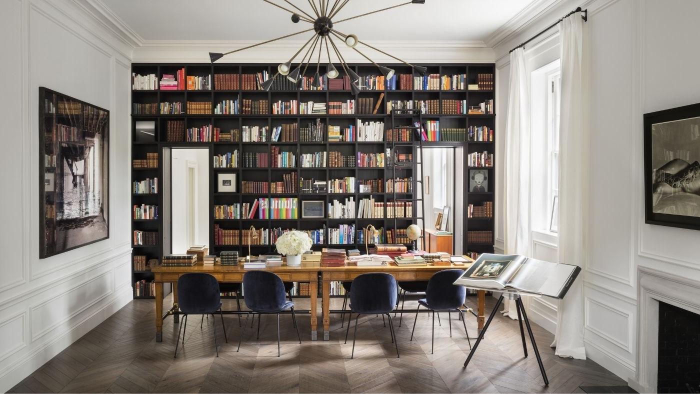 Spacious custom library and study